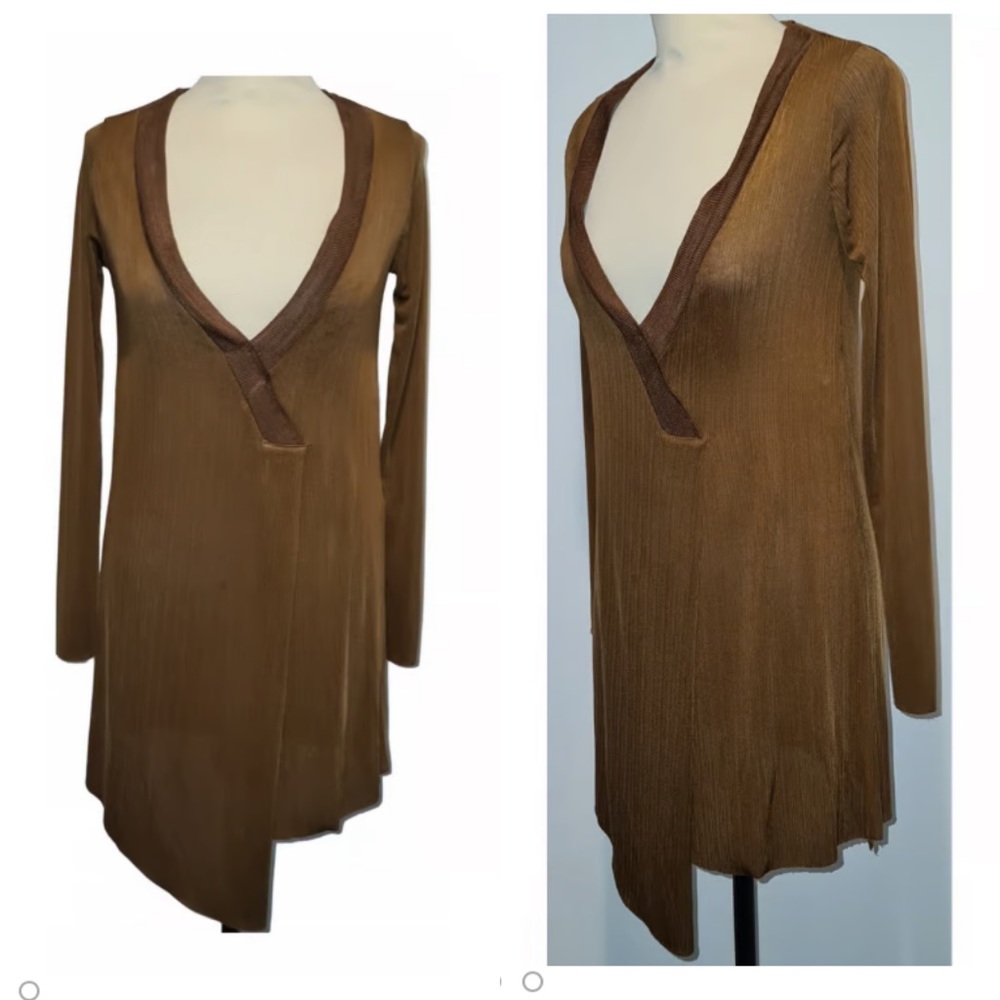 Zara Golden Brown V neck Tunic